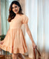 Cotton Puff Sleeve Ruffle Hem Flare Dress